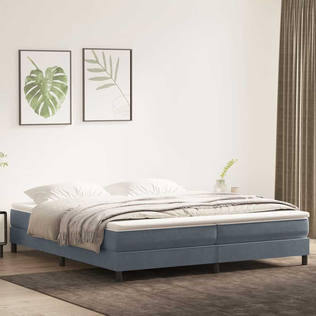 Letto a Molle senza Materasso Grigio Scuro 200x210 cm Velluto | homemem39