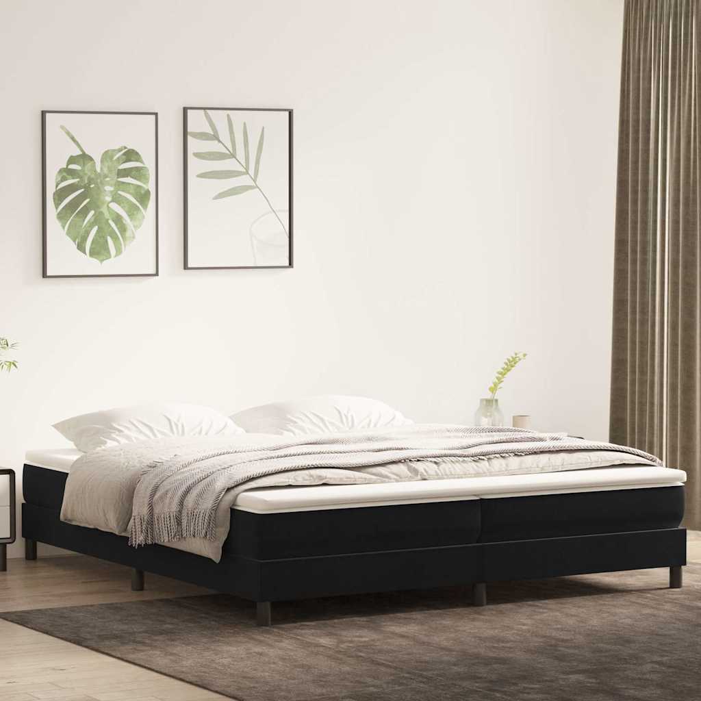Letto a Molle senza Materasso Nero 200x210 cm in Velluto