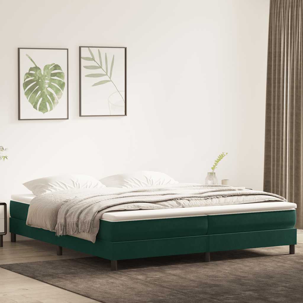 Letto a Molle senza Materasso Verde Scuro 200x210 cm Velluto