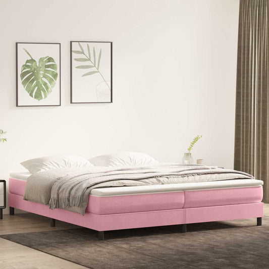 Letto a Molle senza Materasso Rosa 200x210 cm in Velluto