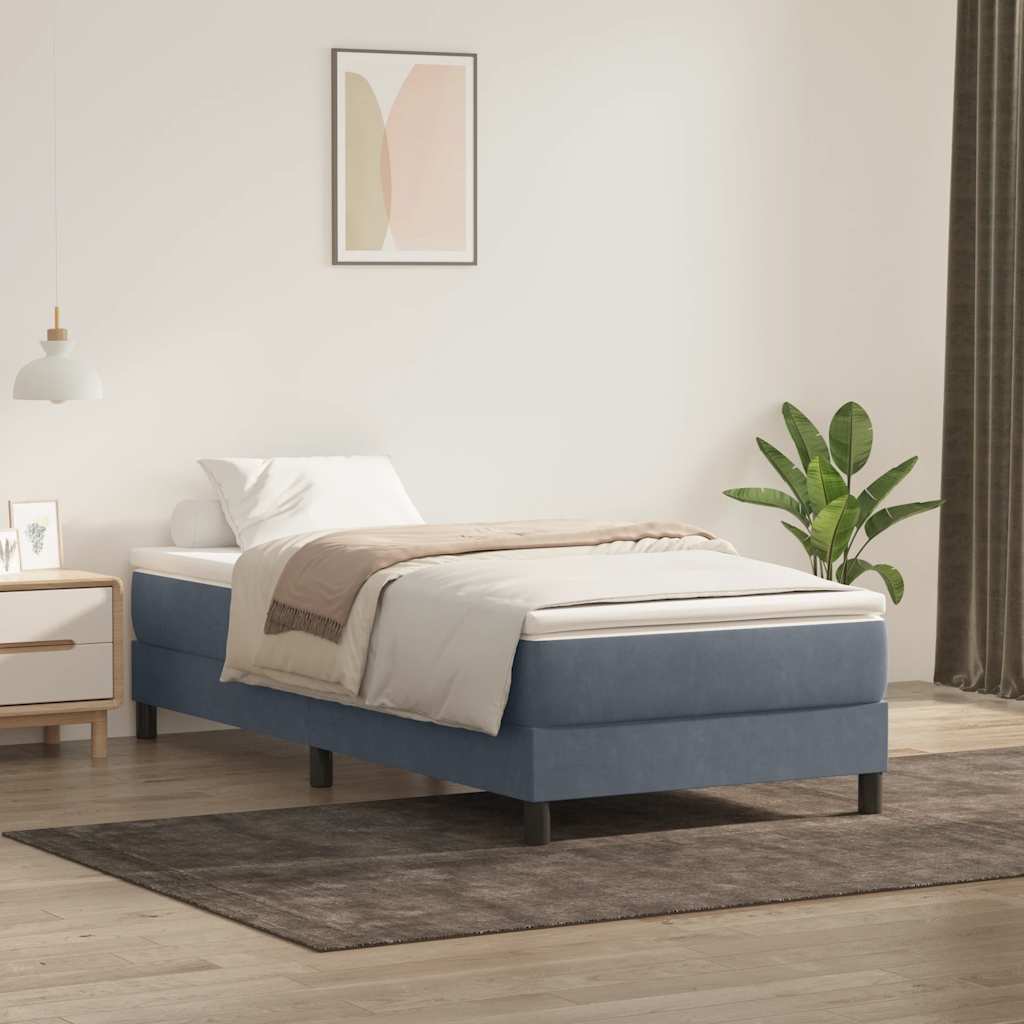 Letto a Molle senza Materasso Grigio Scuro 80x220 cm Velluto | homemem39