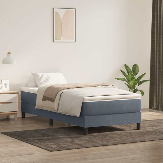 Letto a Molle senza Materasso Grigio Scuro 80x220 cm Velluto