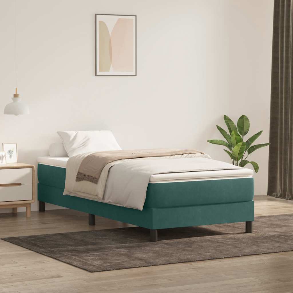 Letto a Molle senza Materasso Verde Scuro 80x220 cm Velluto - homemem39