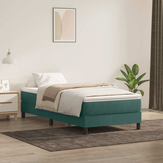 Letto a Molle senza Materasso Verde Scuro 80x220 cm Velluto - homemem39