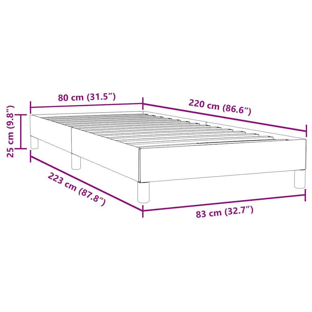 Letto a Molle senza Materasso Blu Scuro 80x220 cm Velluto | homemem39