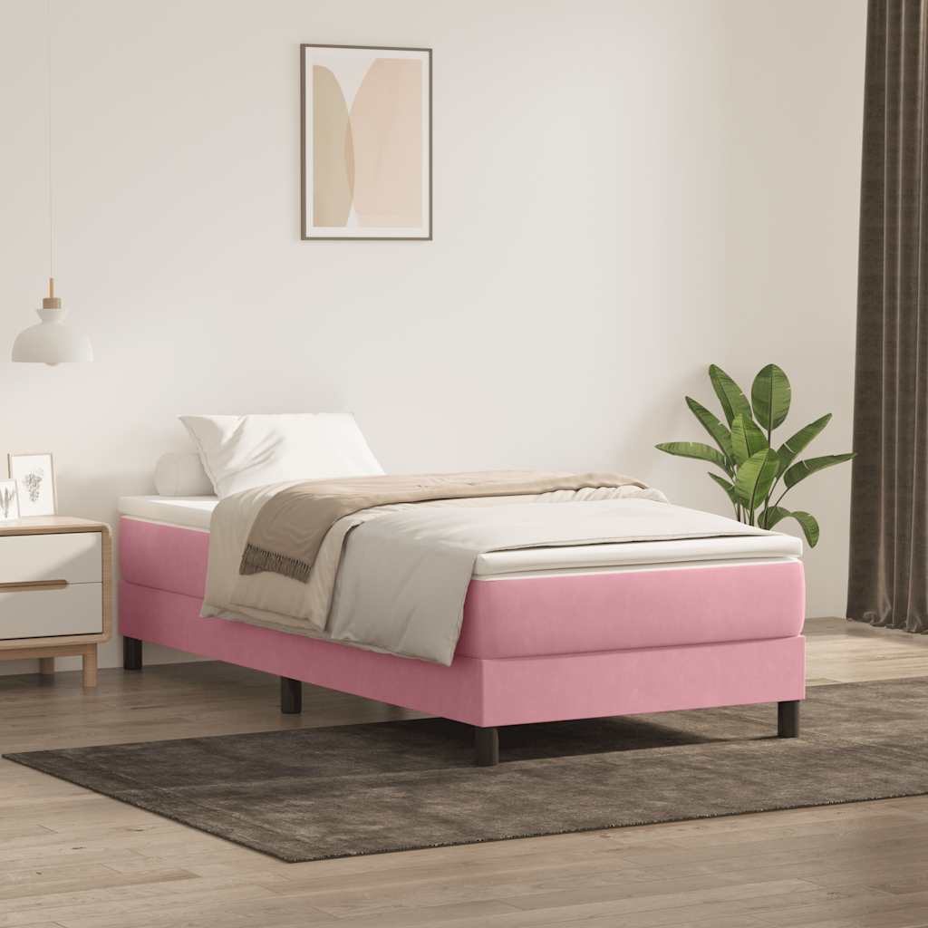 Letto a Molle senza Materasso Rosa 80x220 cm Velluto | homemem39