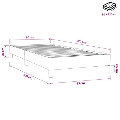 Letto a Molle senza Materasso Grigio Chiaro 90x220 cm Velluto
