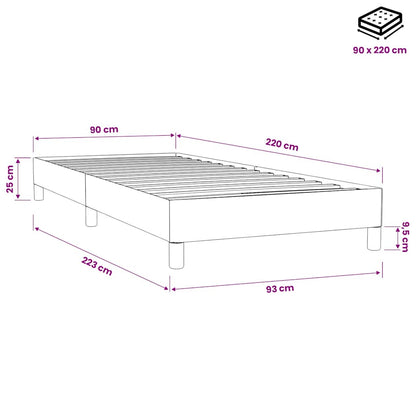 Letto a Molle senza Materasso Grigio Scuro 90x220 cm Velluto