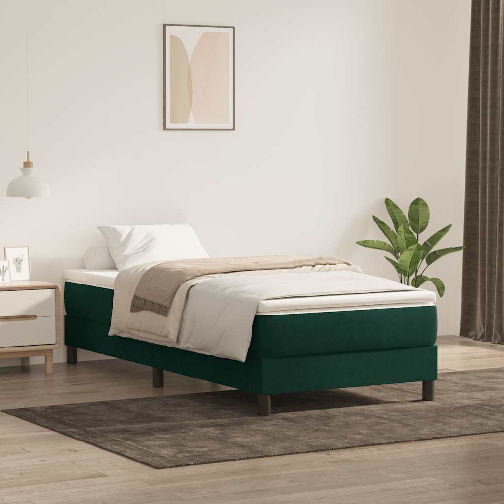 Letto a Molle senza Materasso Verde Scuro 90x220 cm Velluto | homemem39
