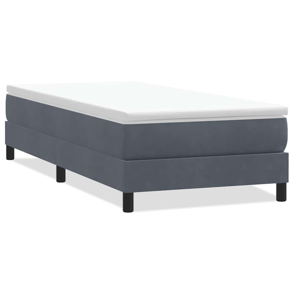 Letto a Molle senza Materasso Grigio Scuro 100x220 cm Velluto