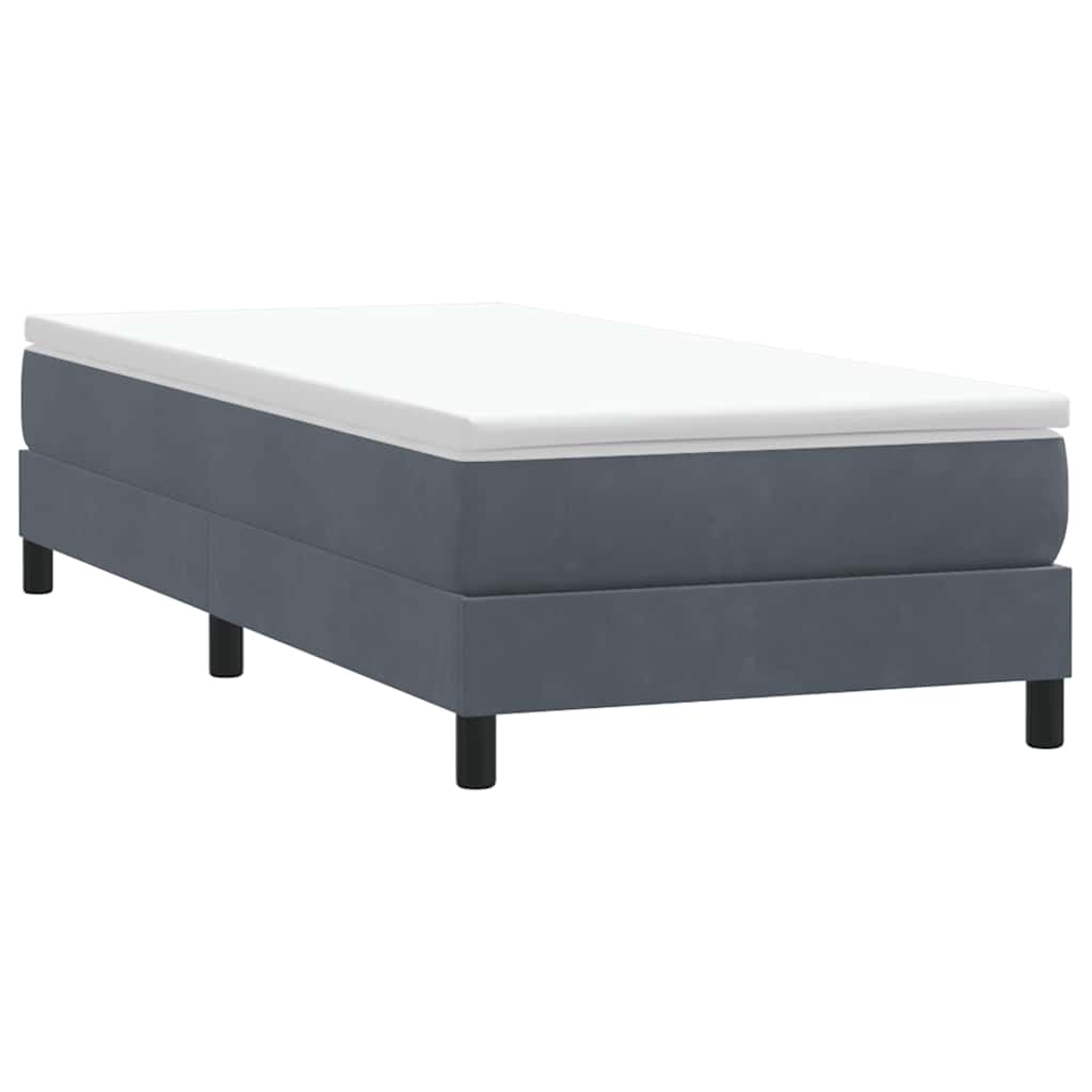 Letto a Molle senza Materasso Grigio Scuro 100x220 cm Velluto