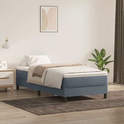 Letto a Molle senza Materasso Grigio Scuro 100x220 cm Velluto