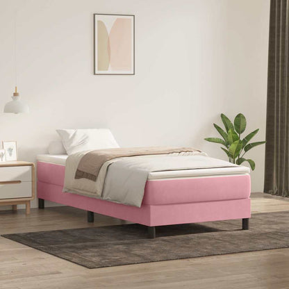 Letto a Molle senza Materasso Rosa 100x220 cm in Velluto | homemem39