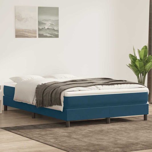 Letto a Molle senza Materasso Blu Scuro 140x220 cm Velluto