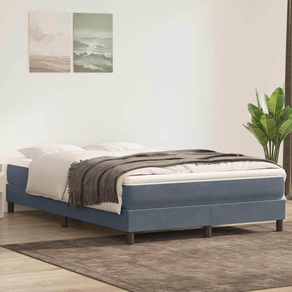 Letto a Molle senza Materasso Grigio Scuro 160x220 cm Velluto | homemem39