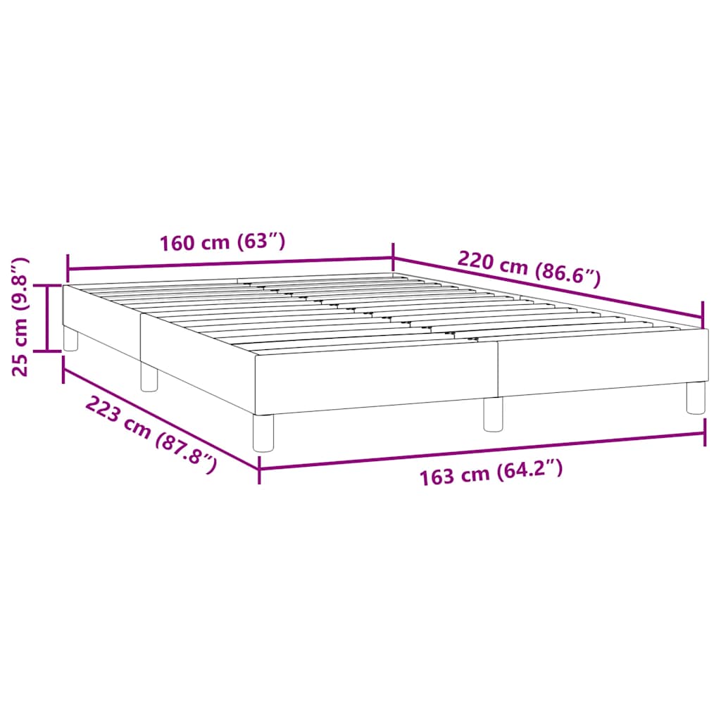 Letto a Molle senza Materasso Blu Scuro 160x220 cm in Velluto | homemem39