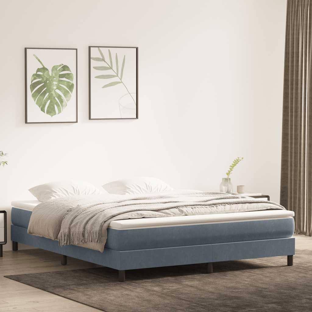 Letto a Molle senza Materasso Grigio Scuro 180x220 cm Velluto | homemem39