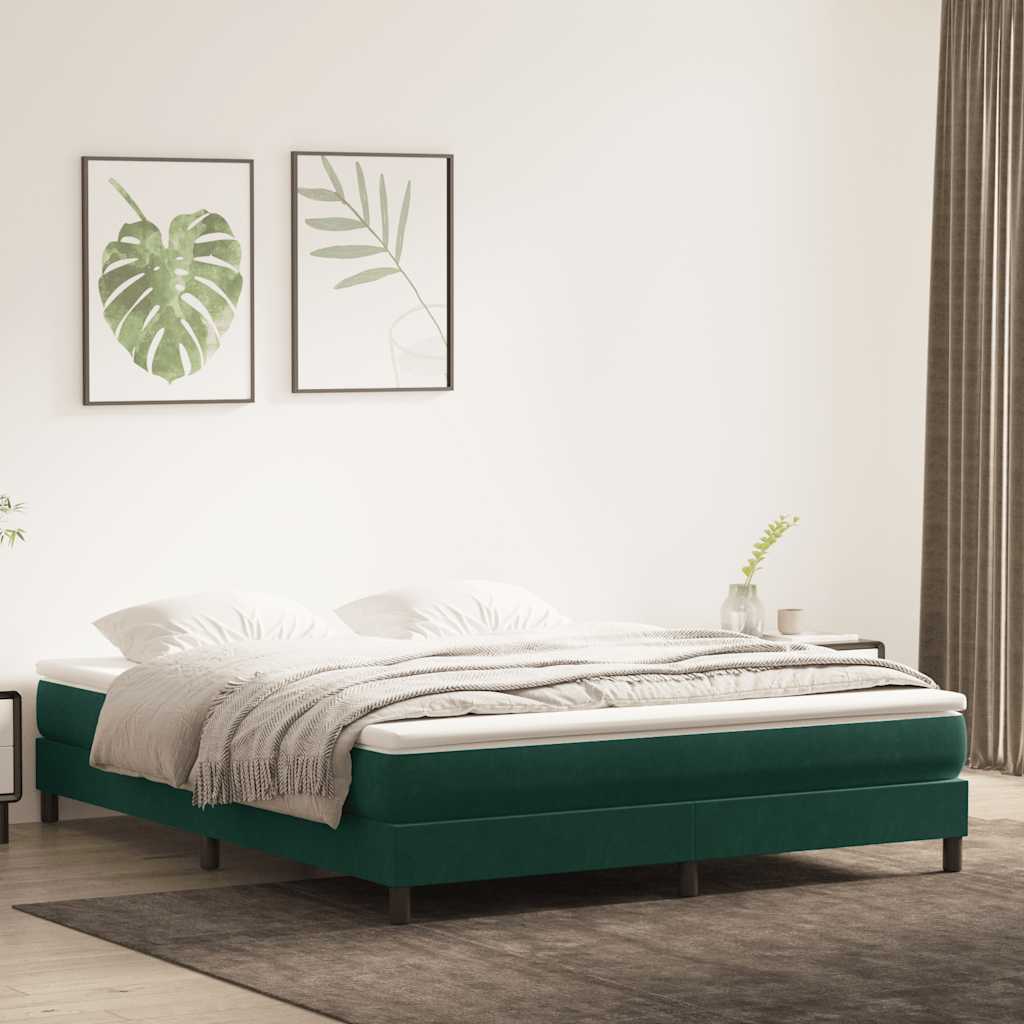 Letto a Molle senza Materasso Verde Scuro 180x220 cm Velluto | homemem39