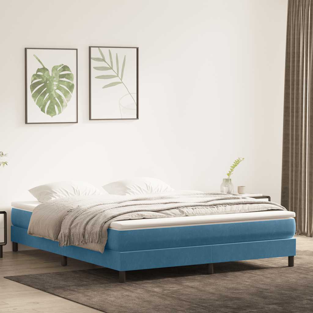 Letto a Molle senza Materasso Blu Scuro 180x220 cm Velluto
