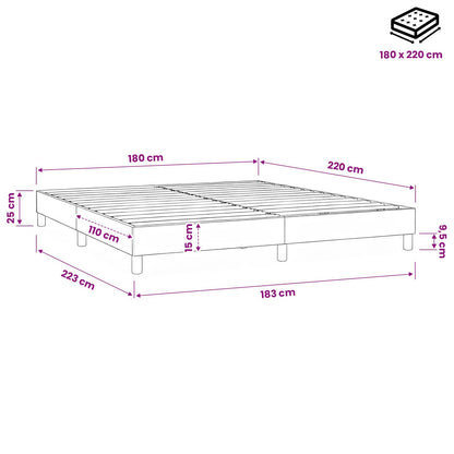 Letto a Molle senza Materasso Blu Scuro 180x220 cm Velluto