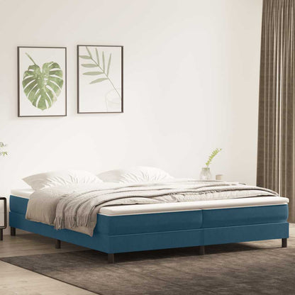 Letto a Molle senza Materasso Blu Scuro 200x220 cm in Velluto | homemem39
