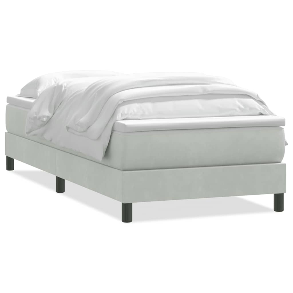 Giroletto a Molle con Materasso Grigio Chiaro 80x210 cm Velluto