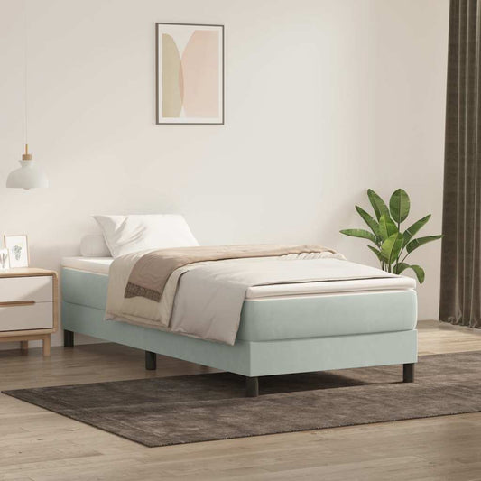Giroletto a Molle con Materasso Grigio Chiaro 80x210 cm Velluto