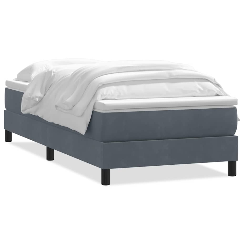 Giroletto a Molle con Materasso Grigio Scuro 80x210 cm Velluto