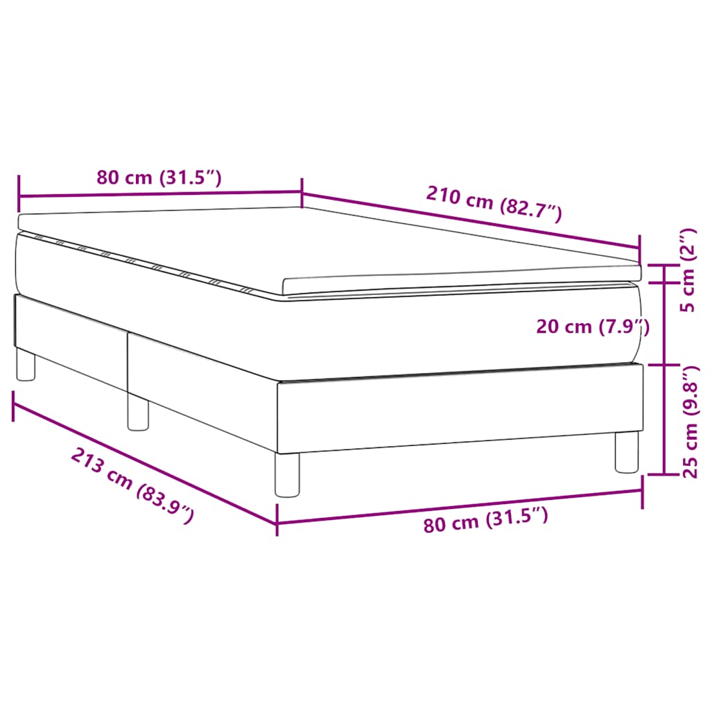 Giroletto a Molle con Materasso Grigio Scuro 80x210 cm Velluto | homemem39