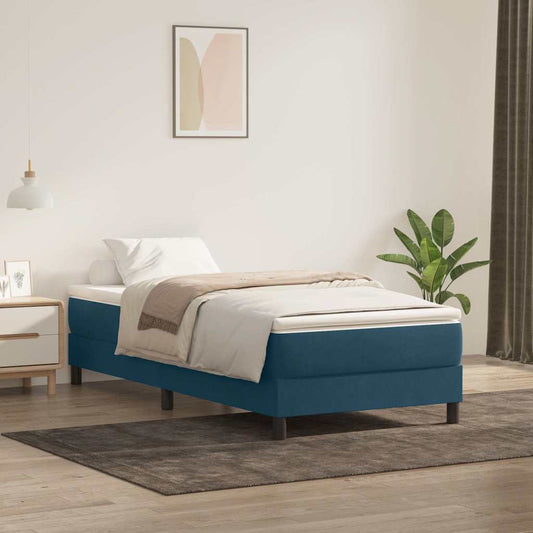Giroletto a Molle con Materasso Blu Scuro 80x210 cm Velluto | homemem39