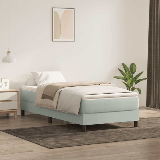 Giroletto a Molle con Materasso grigio chiaro 90x210 cm Velluto | homemem39