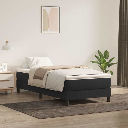 Giroletto a Molle con Materasso Nero 90x210 cm in Velluto | homemem39