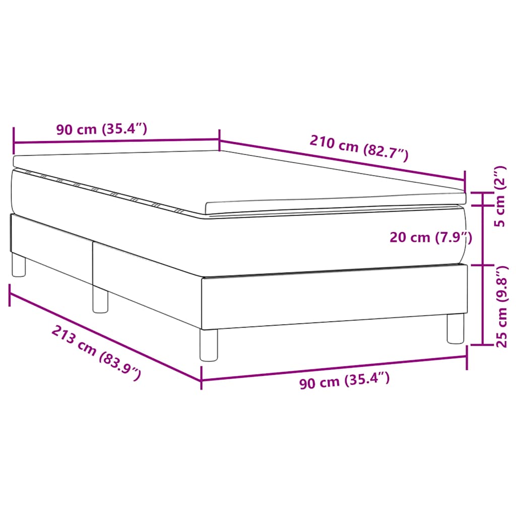 Giroletto a Molle con Materasso Rosa 90x210 cm Velluto | homemem39