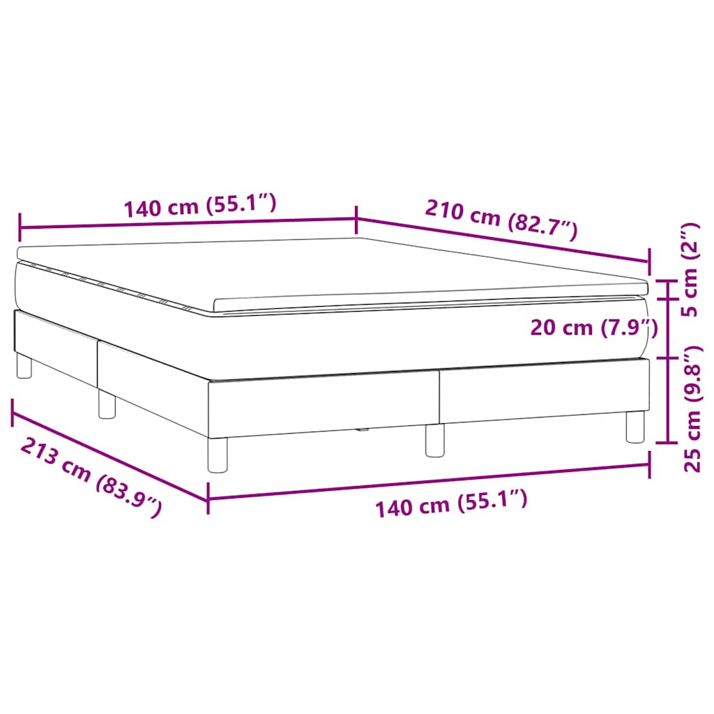 Giroletto a Molle con Materasso Rosa 140x210 cm in Velluto | homemem39