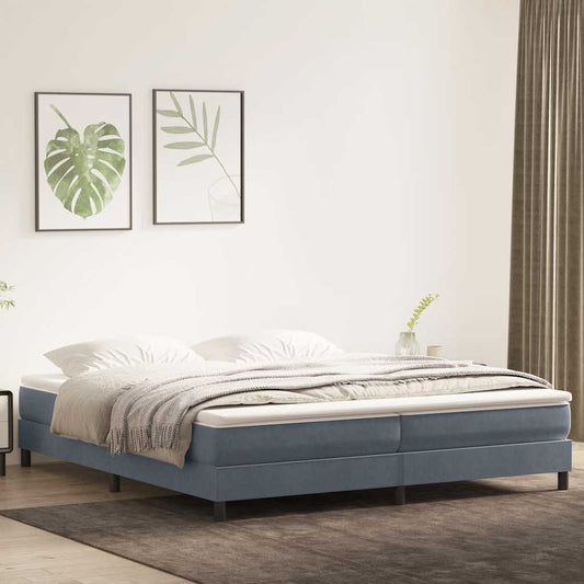 Giroletto a Molle con Materasso Grigio Scuro 180x210 cm Velluto
