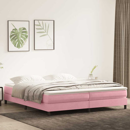 Giroletto a Molle con Materasso Rosa 180x210 cm in Velluto