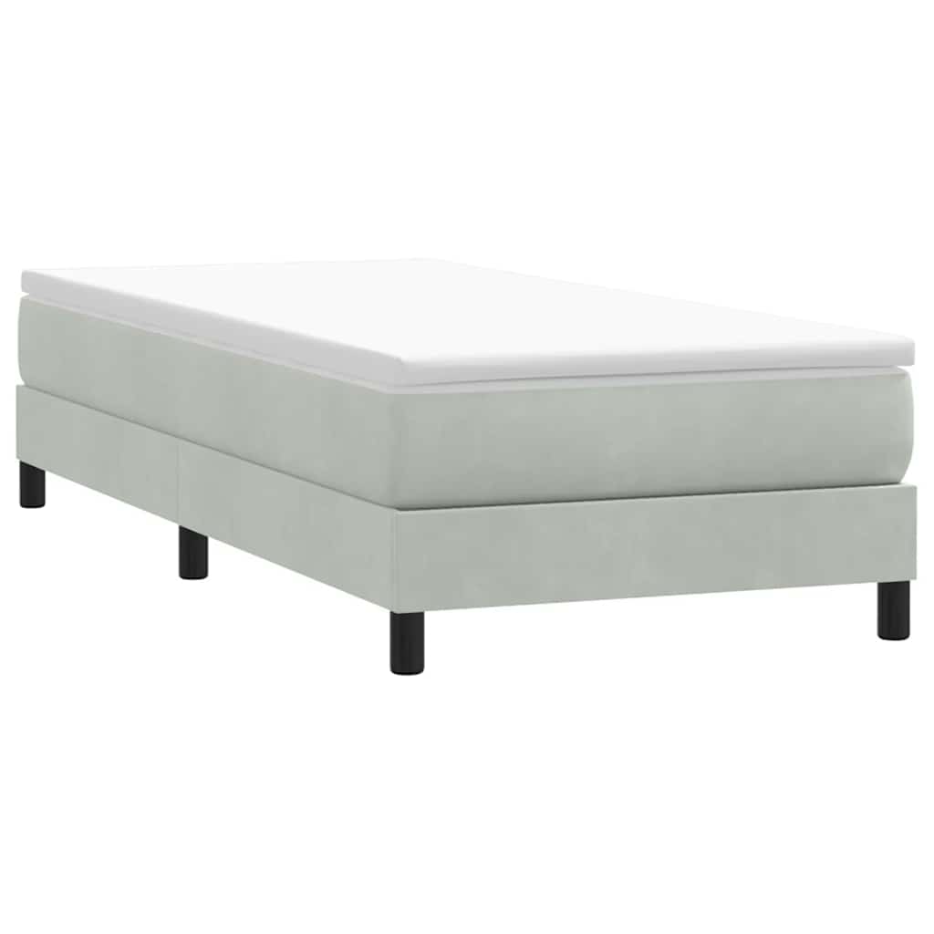 Giroletto a Molle con Materasso Grigio Chiaro 80x220 cm Velluto