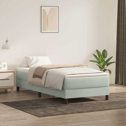 Giroletto a Molle con Materasso Grigio Chiaro 80x220 cm Velluto