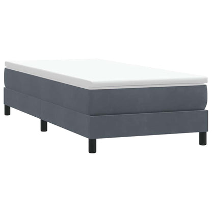 Giroletto a Molle con Materasso Grigio Scuro 80x220 cm Velluto