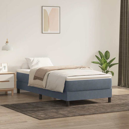 Giroletto a Molle con Materasso Grigio Scuro 80x220 cm Velluto
