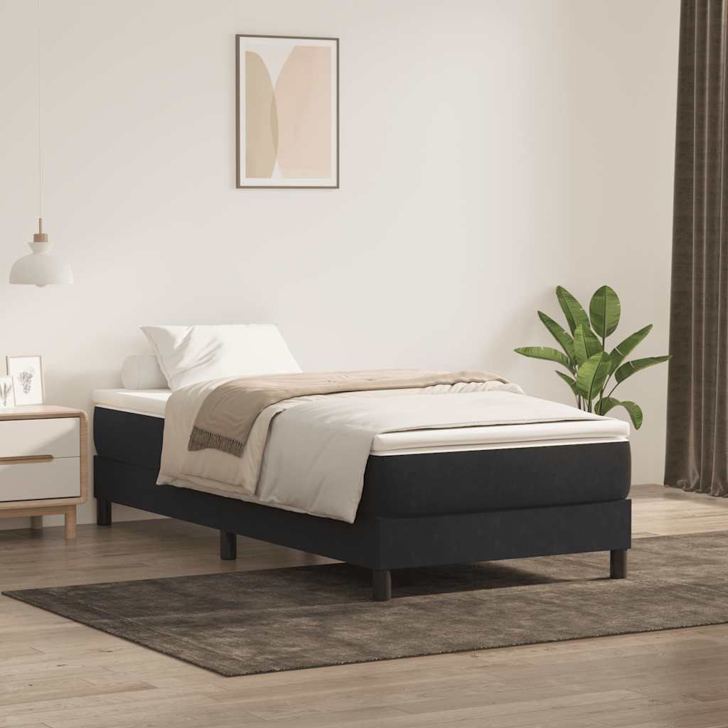 Giroletto a Molle con Materasso Nero 80x220 cm Velluto