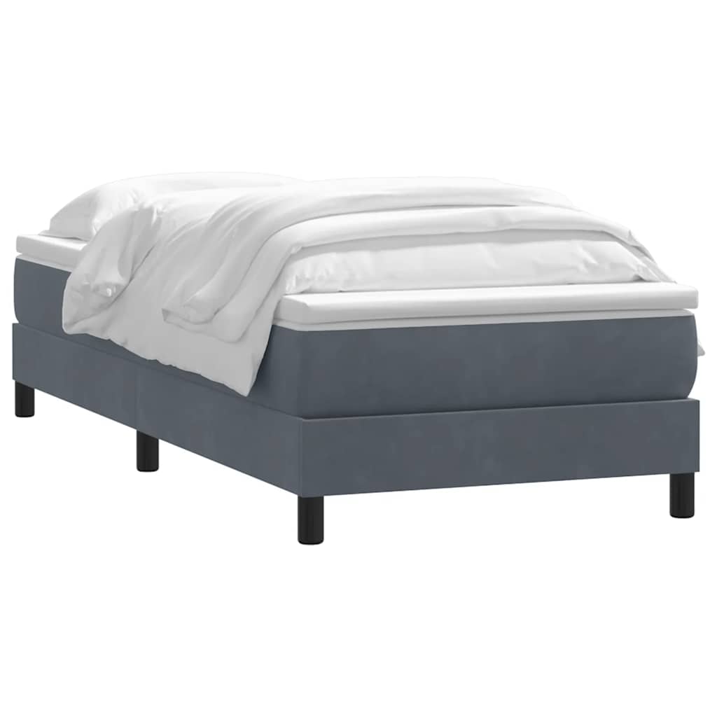 Giroletto a Molle con Materasso Grigio Scuro 90x220 cm Velluto | homemem39