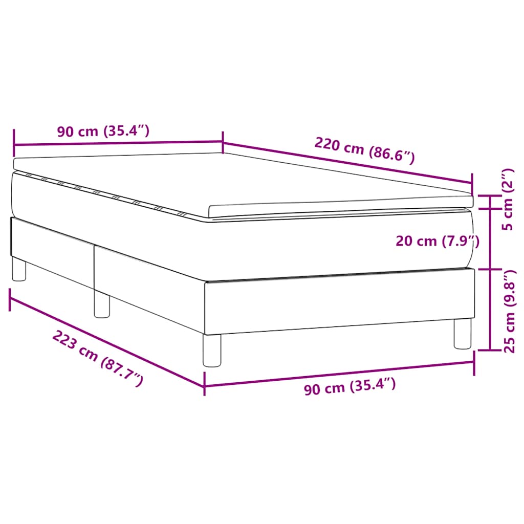 Giroletto a Molle con Materasso Rosa 90x220 cm Velluto | homemem39
