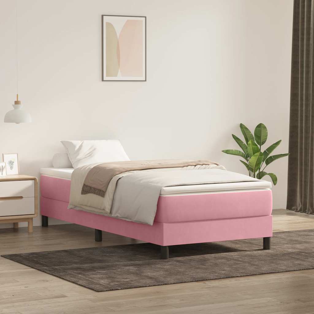Giroletto a Molle con Materasso Rosa 90x220 cm Velluto | homemem39