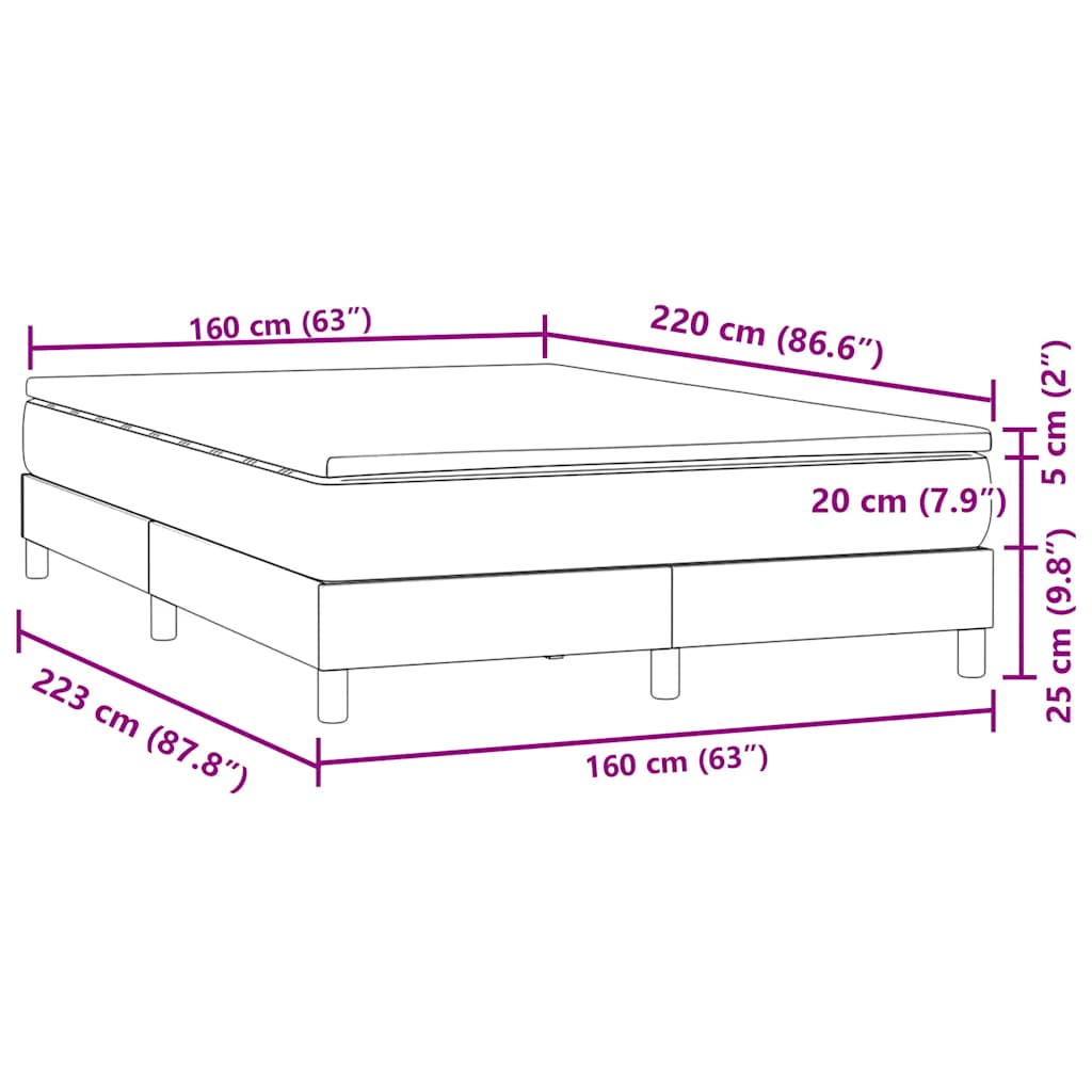 Giroletto a Molle con Materasso Rosa 160x220 cm in Velluto | homemem39