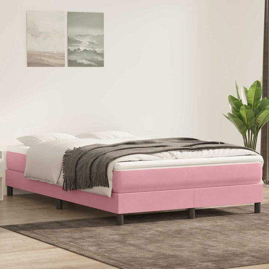 Giroletto a Molle con Materasso Rosa 160x220 cm in Velluto