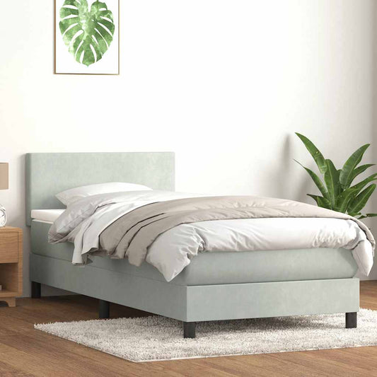 Giroletto a Molle con Materasso Grigio Chiaro 80x210 cm Velluto | homemem39