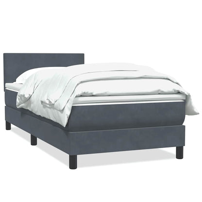 Giroletto a Molle con Materasso Grigio Scuro 80x210 cm Velluto