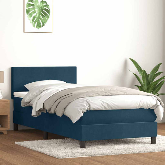 Giroletto a Molle con Materasso Blu Scuro 80x210 cm Velluto