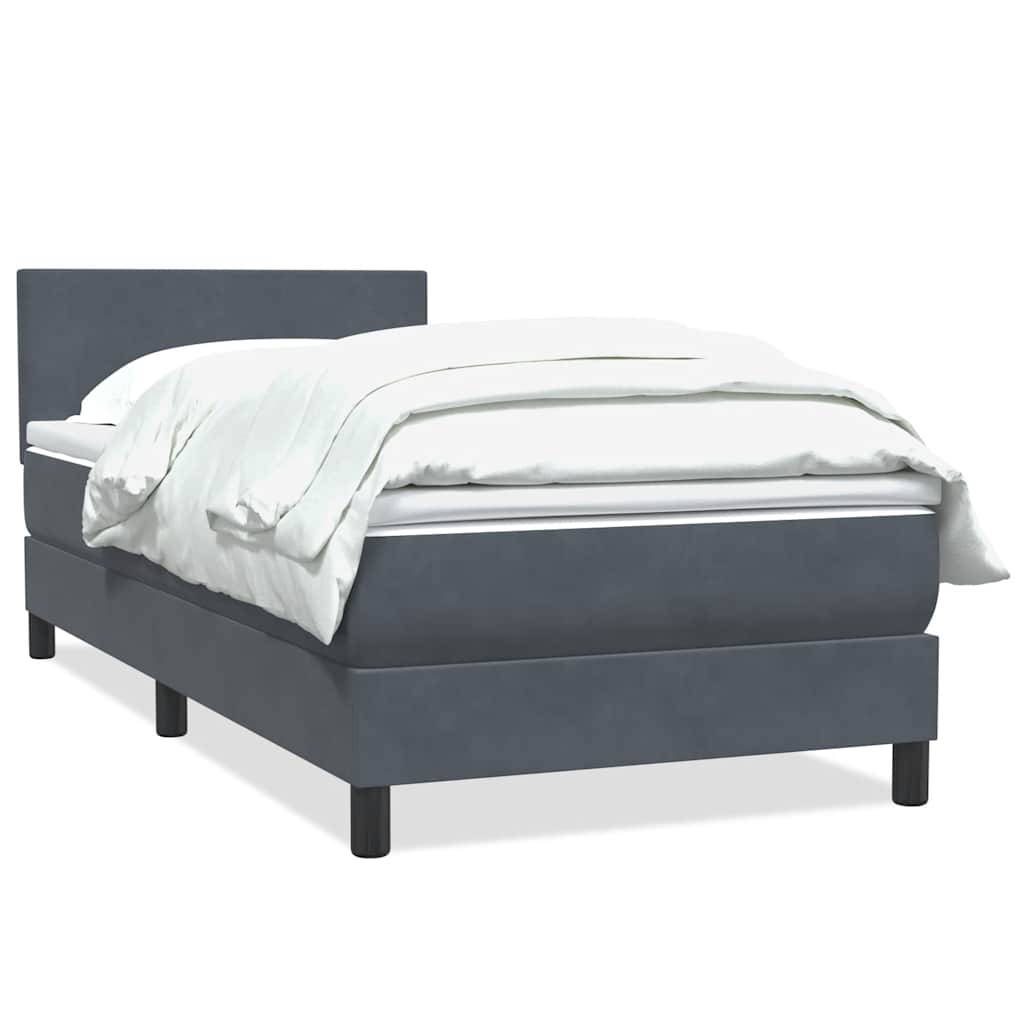 Giroletto a Molle con Materasso Grigio Scuro 80x220 cm Velluto